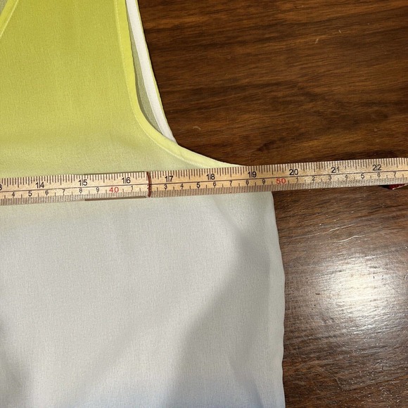 Liz Claiborne Shirt Women Small Lime Green Blue Colorblock V Neck Sheer Camisole - Picture 12 of 16